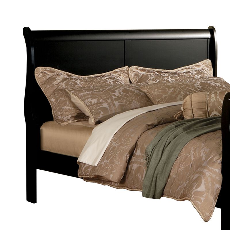 Louis Philippe III Queen Bed, Black-Benzara