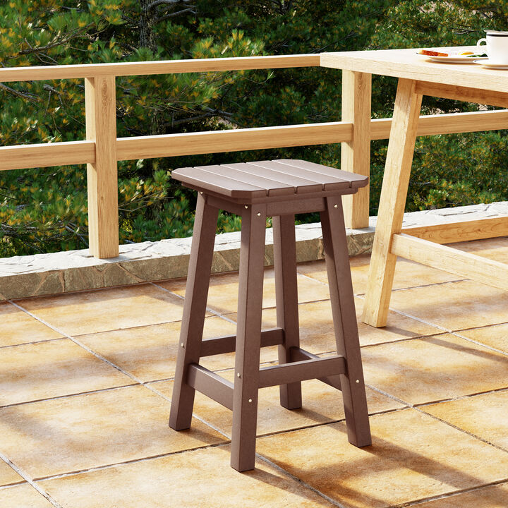 WestinTrends 24" HDPE Outdoor Patio Counter High Backless Square Bar Stool