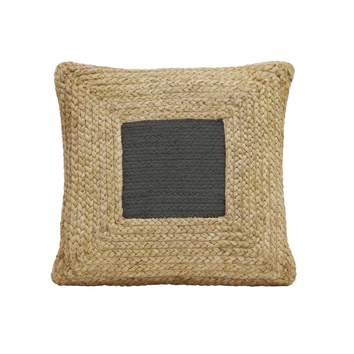 Belen Kox Black Square Jute and Cotton Accent Pillow, Belen Kox