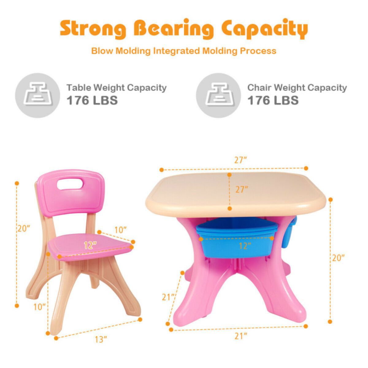 Children Kids Activity Table & Chair Set Play Furniture W/Storage