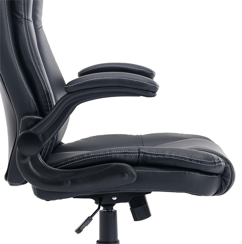 Yingj Faux Leather Swivel Executive Chair with Adjustable Arms