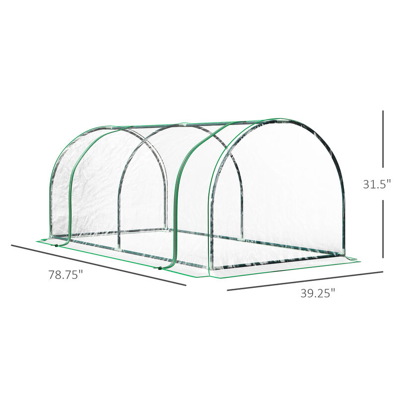 Outsunny 7' x 3' x 2.5' Mini Greenhouse, Portable Tunnel Green House with Roll-Up Zippered Door, UV Waterproof Cover, Steel Frame, Clear