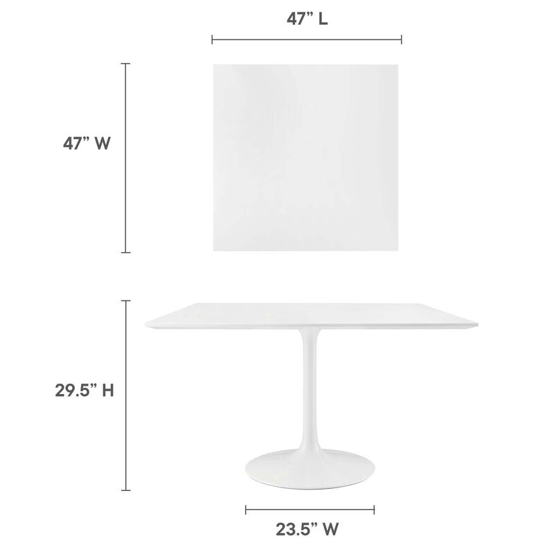 Modway - Lippa 48" Square Wood Top Dining Table White