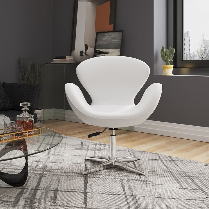 Raspberry Swivel Accent Chair in White
