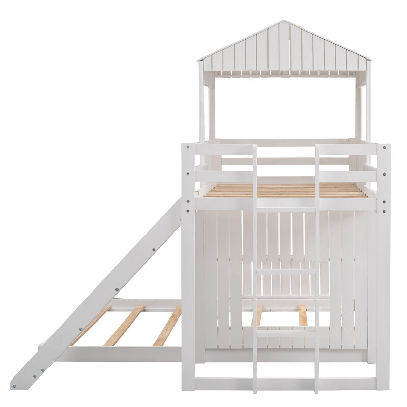 Merax Playhouse Bunk Bed with Slide