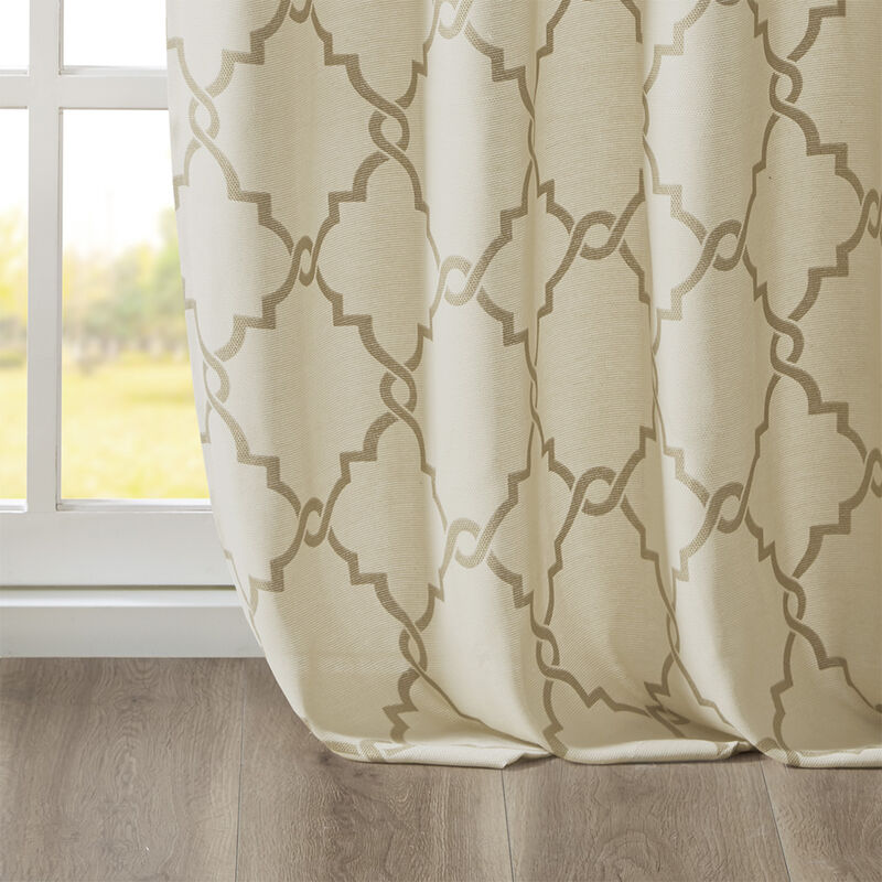 Gracie Mills Ondine Scroll Geometric Fretwork Grommet Window Curtain Panel