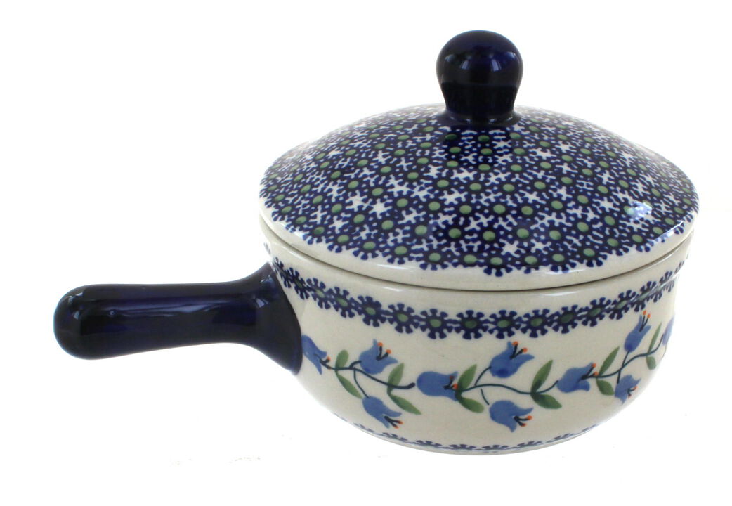 Blue Rose Polish Pottery Summer Vine Sauce Pot with Lid