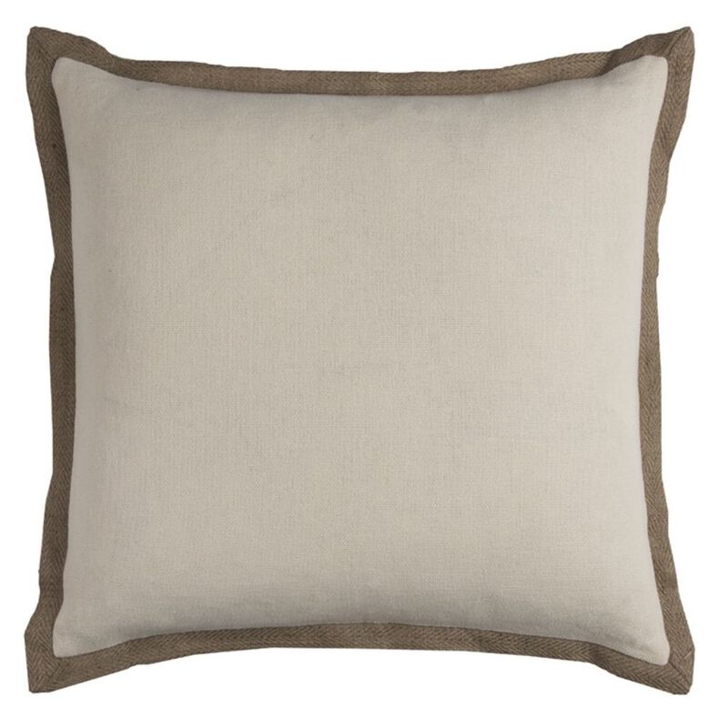 Homezia Ivory Beige and Natural Jute Throw Pillow