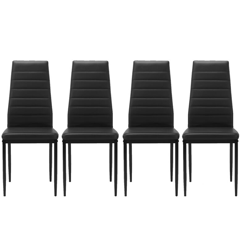 Hivvago 4 pcs Modern Vertical Design Dining Kitchen Chair PU Leather with Metal Legs