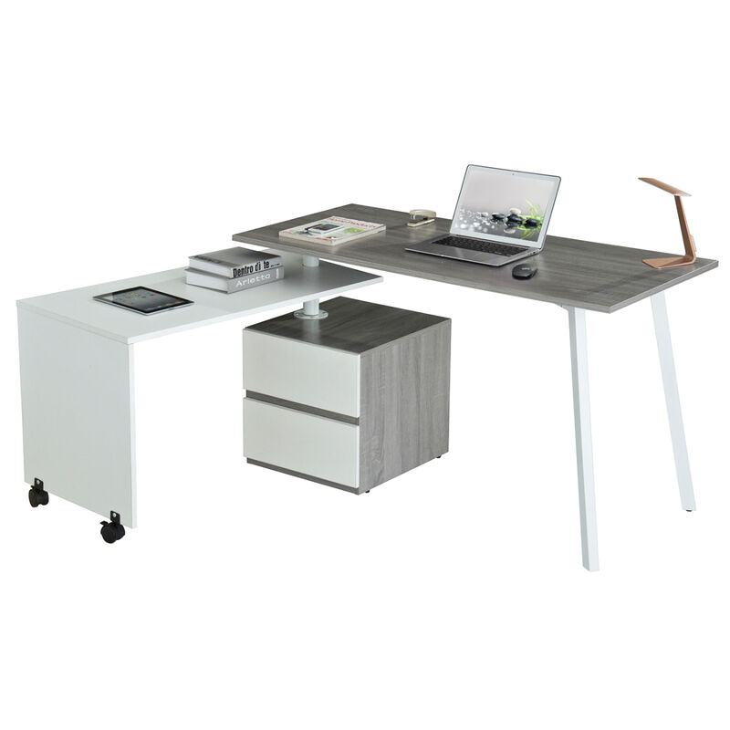 Rotating Multi-Positional Modern Desk, Grey