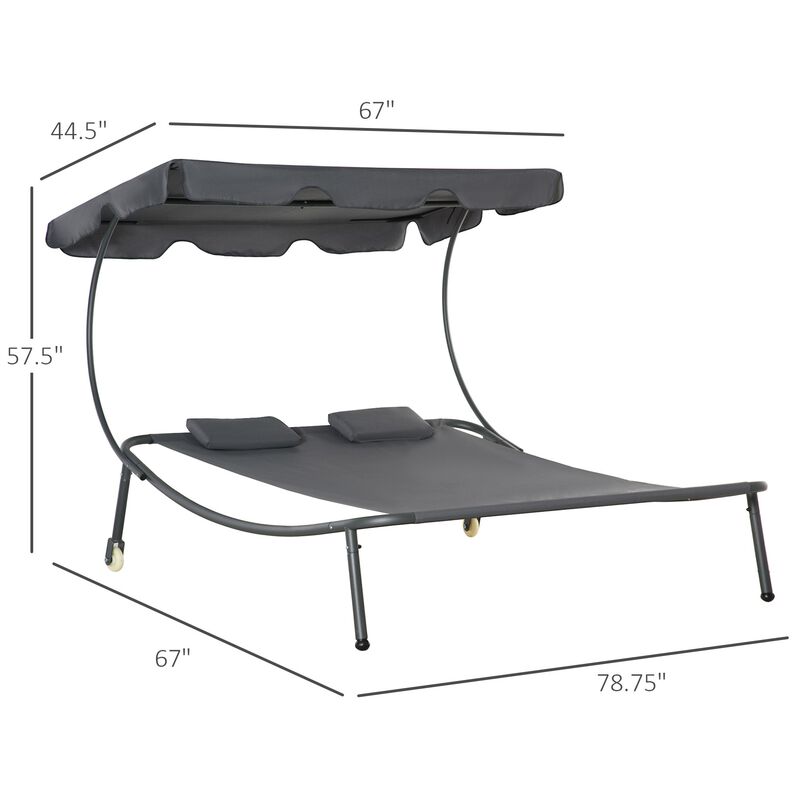 Adjustable Sun Bed: Wheeled Chaise Lounge with Canopy