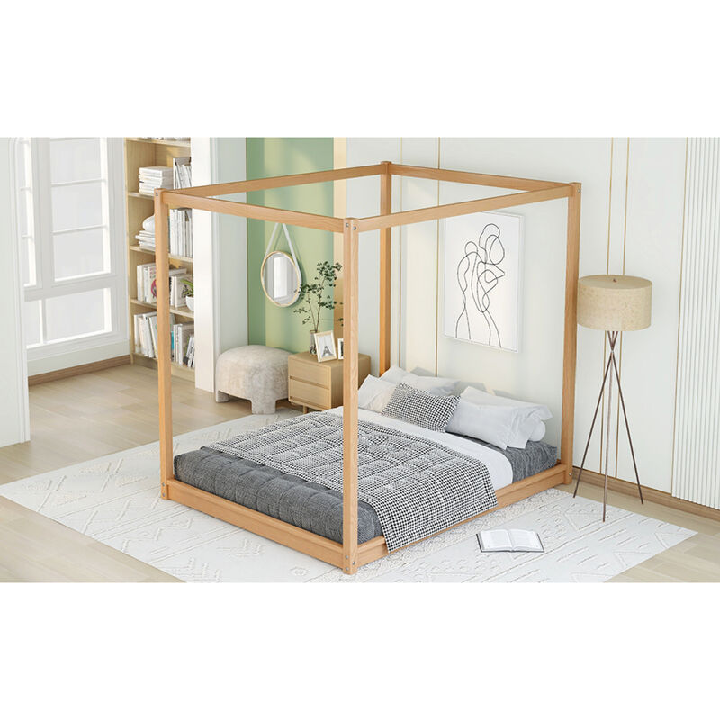 Queen Size Canopy Platform Bed with Support Legs