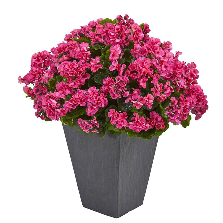 Nearly Natural 33-in-in Geranium Plant in Plater UV Resistant (Indoor/Outdoor)