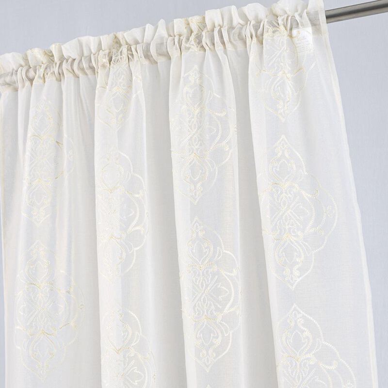 RT Designers Collection Andrea Emb Metallic Doily Rod Pocket Room Darkening Curtain Panels for Bedroom 54" x 95" Gold