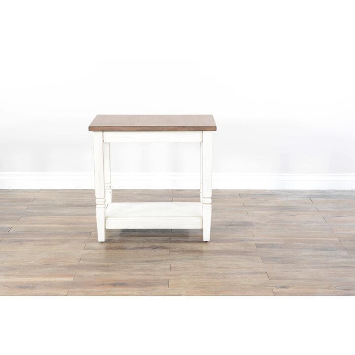 Sunny Designs Pasadena Farmhouse Mahogany Chair Side Table in Off White