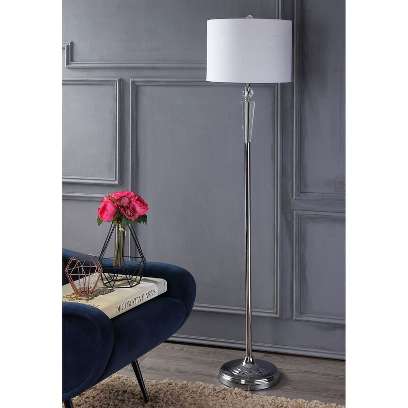 Reese 59.5" Crystal LED Floor Lamp, Clear/Chrome