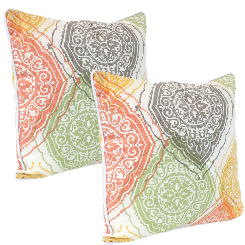 Sunnydaze Set of 2 16" Polyester Square Throw Accent Pillows