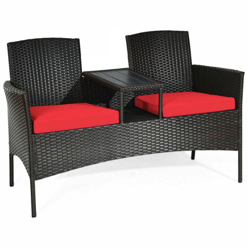 Hivvago Patented Modern Patio Set with Built-in Coffee Table and Cushions