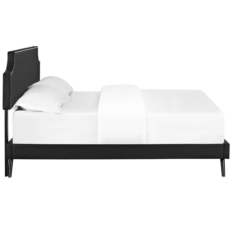 Modway - Corene Queen Vinyl Platform Bed with Round Splayed Legs