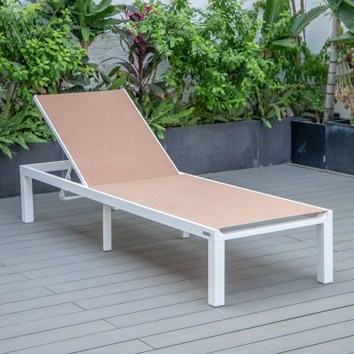 LeisureMod Marlin Poolside Outdoor Patio Lawn and Garden Modern Powder Coated Aluminum Frame Suntan Sling Chaise Lounge Chair