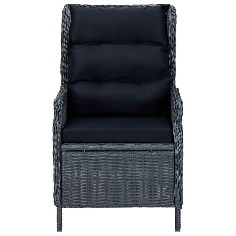 vidaXL Reclining Garden Chair with Cushions Poly Rattan Dark Gray