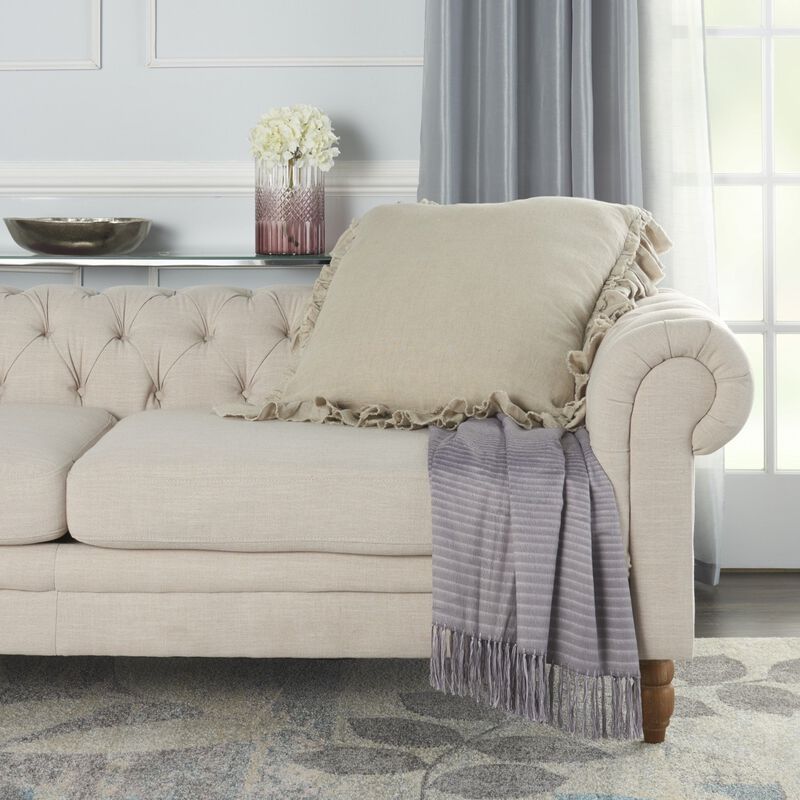 Homezia Dainty Ruffle Edged Beige Throw Pillow