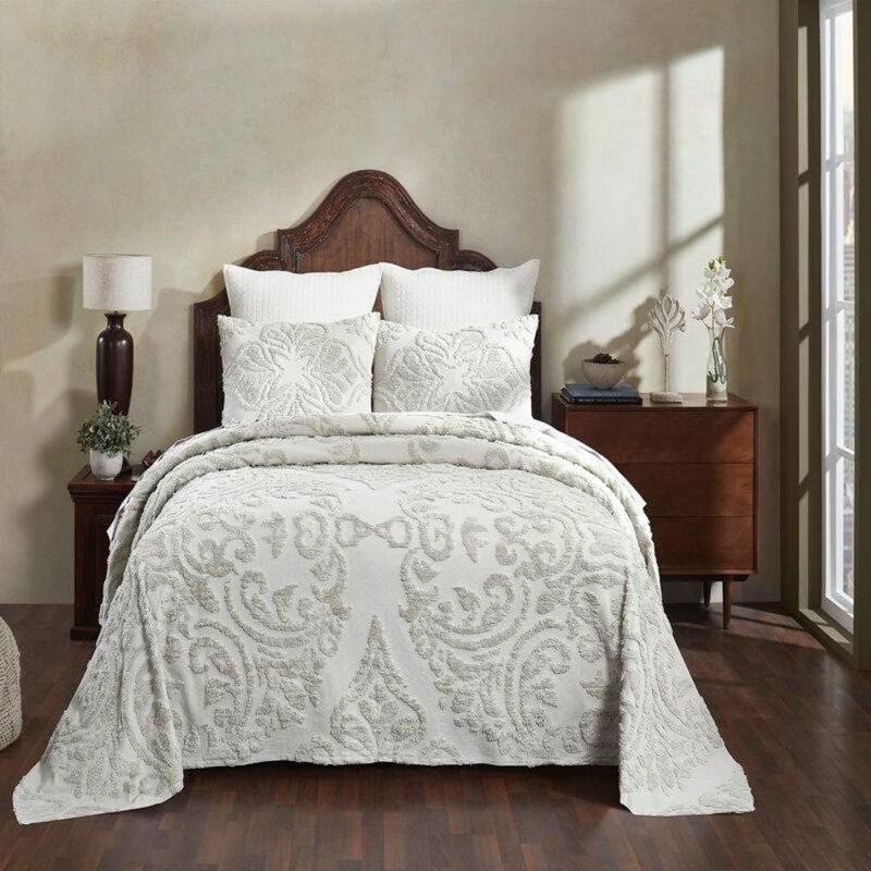 100-Percent Cotton Chenille 3-Piece Coverlet Bedspread Set