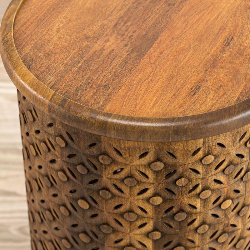 Jofran Distressed Hardwood Global Drum End Table