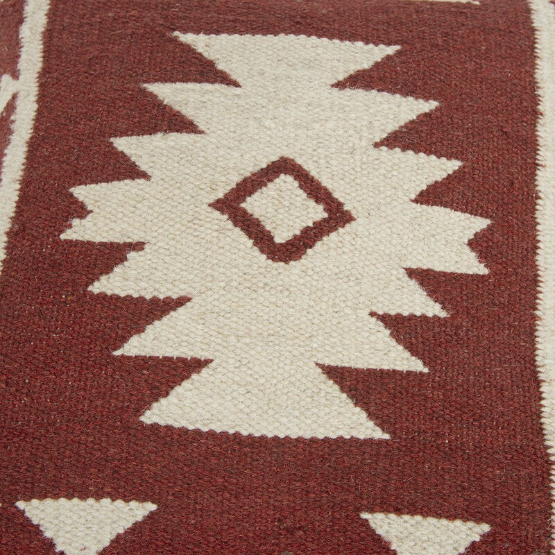 Homezia Red Beige Tribal Woven Down Filled Throw Pillow