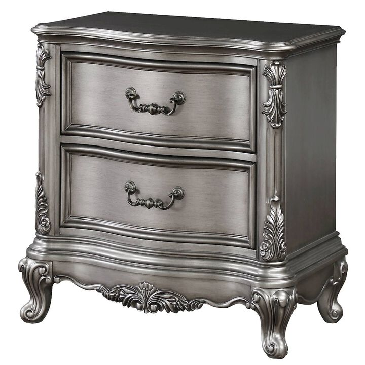 Plethoria Home Antique Platinum 2-drawer Nightstand