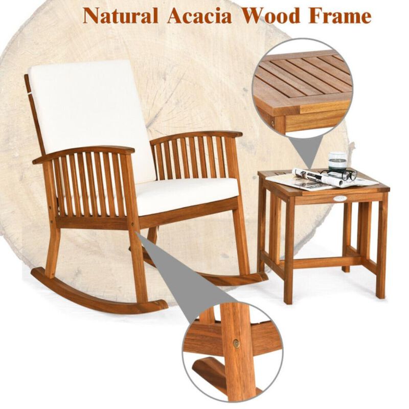 Hivvago 2 Pieces Acacia Wood Patio Rocking Chair Table Set