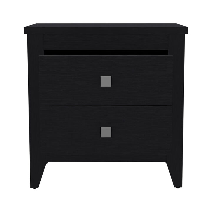 DEPOT E-SHOP Nightstand 24"H, Two Drawers, Four Legs, Superior Top, Black