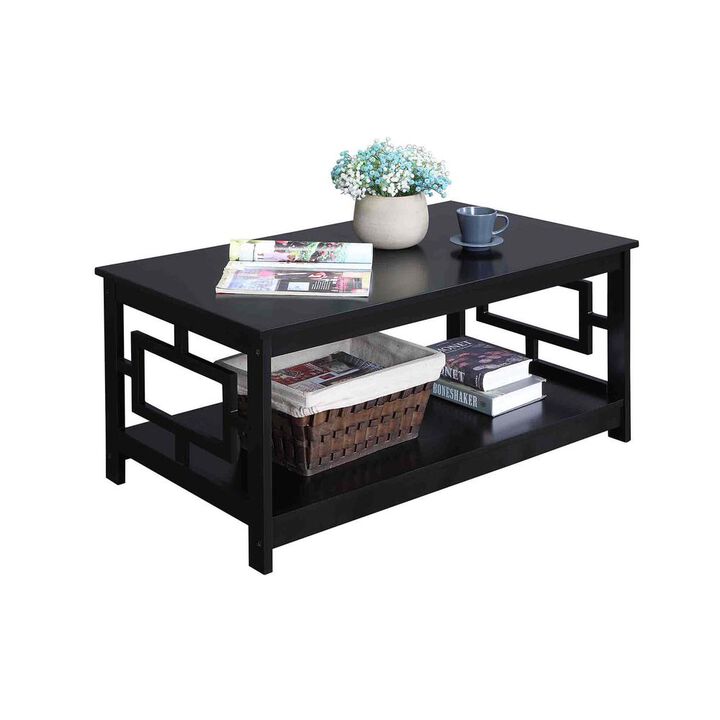 Convenience Concepts Town Square Coffee Table with Shelf, Black