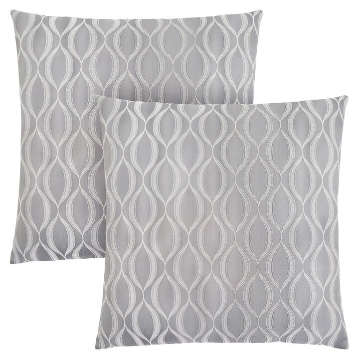 Monarch Specialties I 9347 Pillows, Set Of 2, 18 X 18 Square, Insert Included, Decorative Throw, Accent, Sofa, Couch, Bedroom, Polyester, Hypoallergenic, Grey, Modern