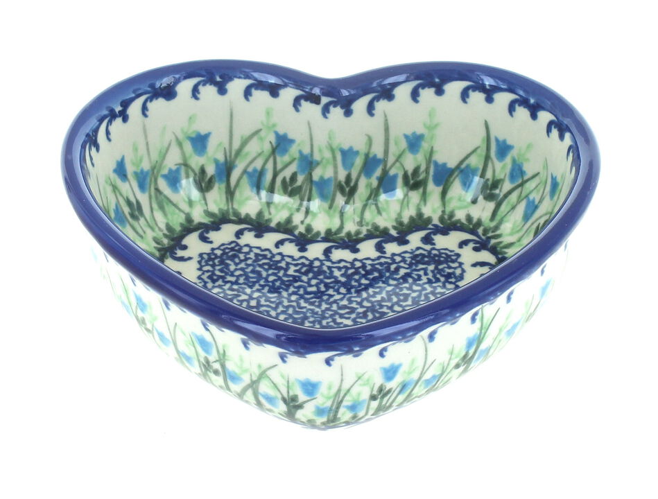 Blue Rose Polish Pottery Ladybug Heart Bowl