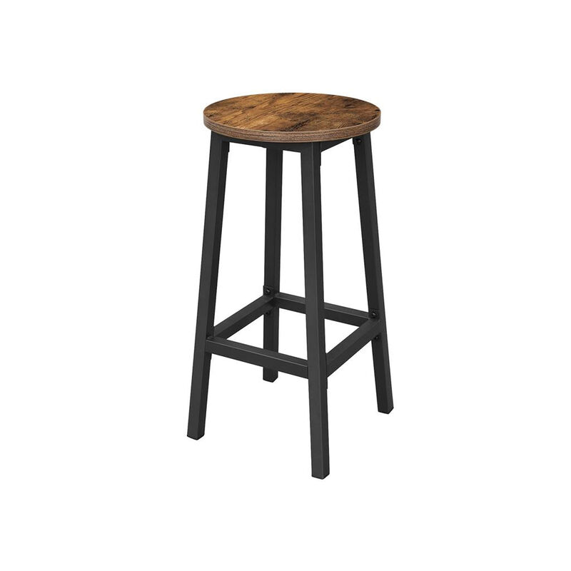 BreeBe Set of 2 Industrial Round Bar Stool Chairs