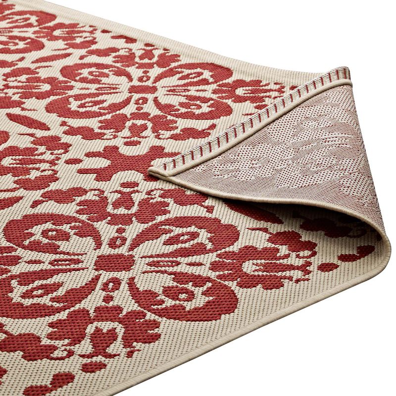 Ariana Vintage Floral Trellis 5x8 Indoor and Outdoor Area Rug - Red and Beige