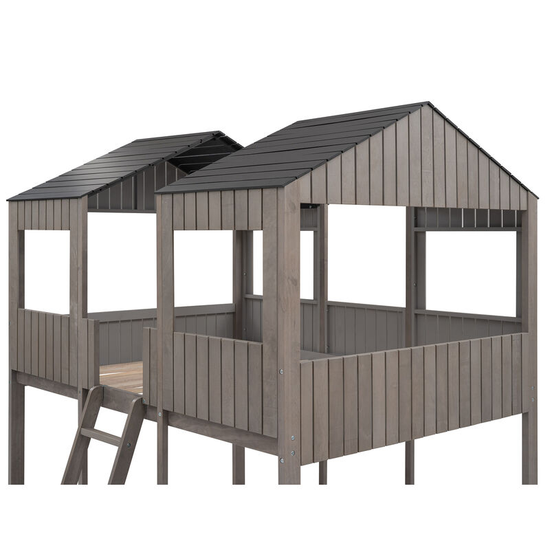 Merax Bunk Bed with Roof and Ladder