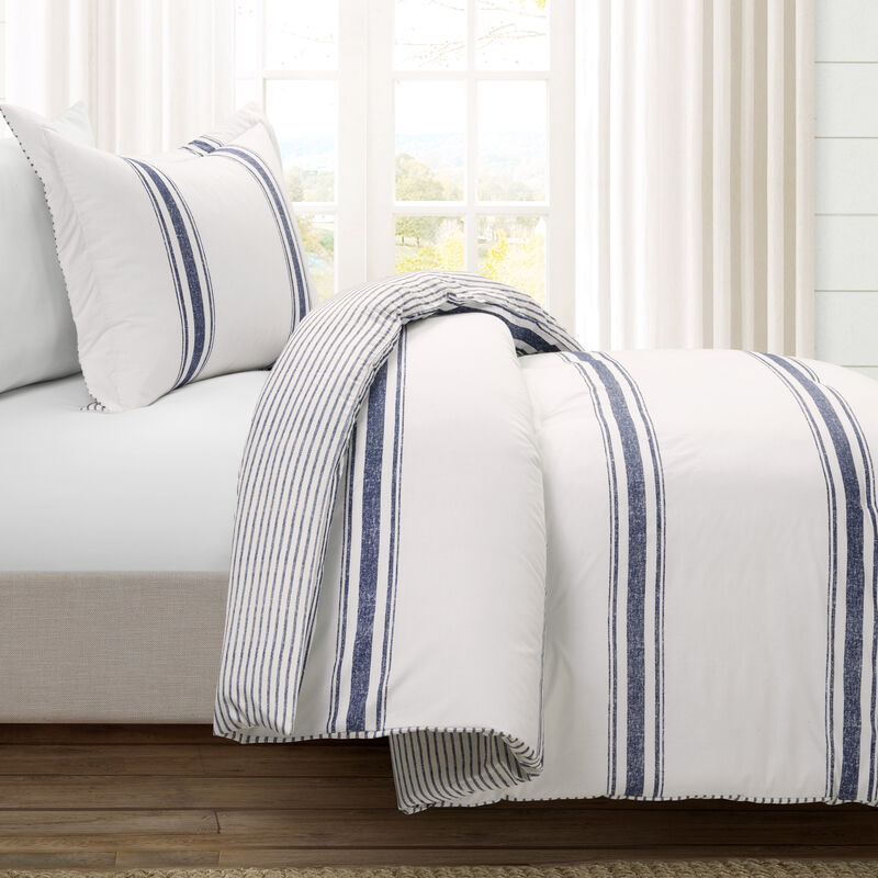 Farmhouse Stripe Reversible Cotton Comforter 2-Pc Set