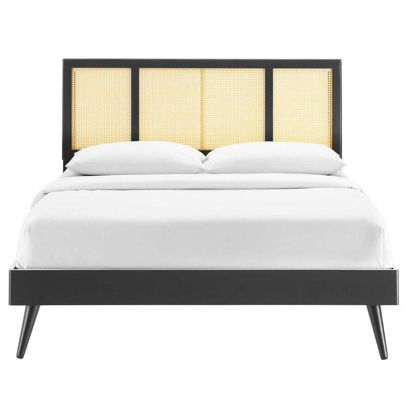 Modway - Kelsea Cane and Wood King Platform Bed with Splayed Legs