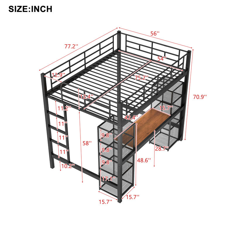 Merax Metal Loft Bed with Desk