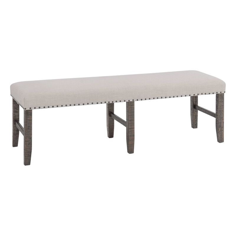 Jofran Willow Creek Distressed Solid Wood Upholstered Dining Bench