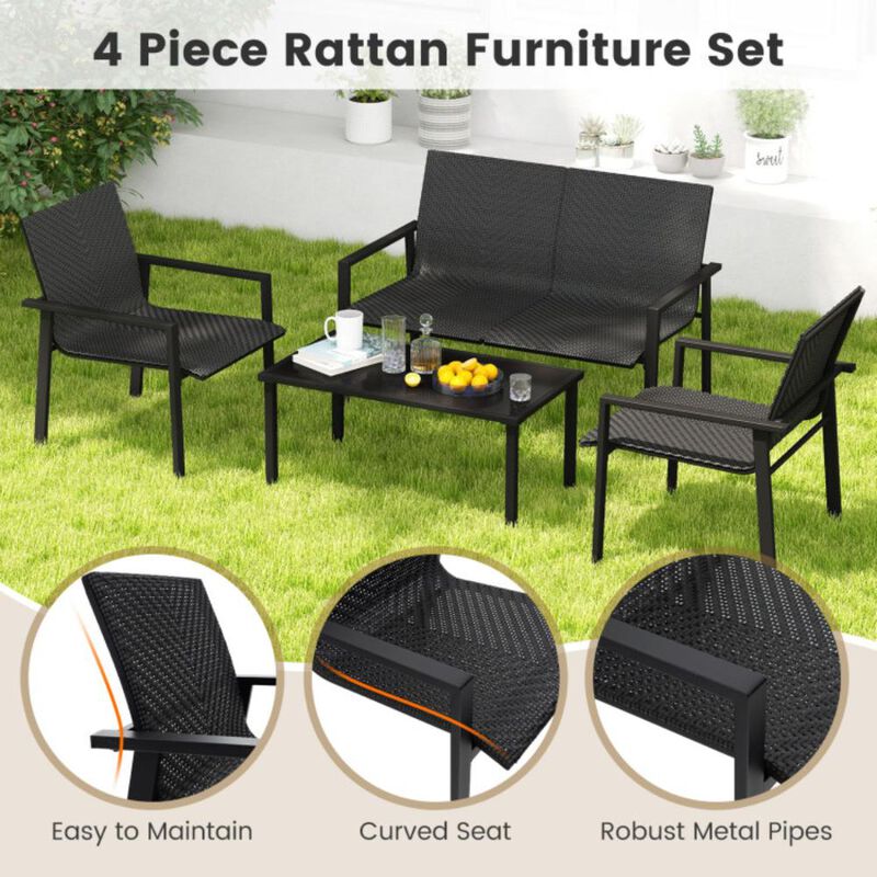 Hivvago 4 Pieces Patio Furniture Set with Heavy Duty Galvanized Metal Frame