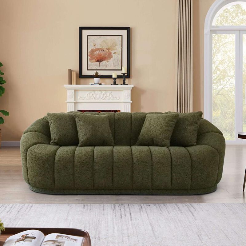 Ashcroft Furniture Co Maximilian Modern Japandi Style Tight Back Boucle Couch