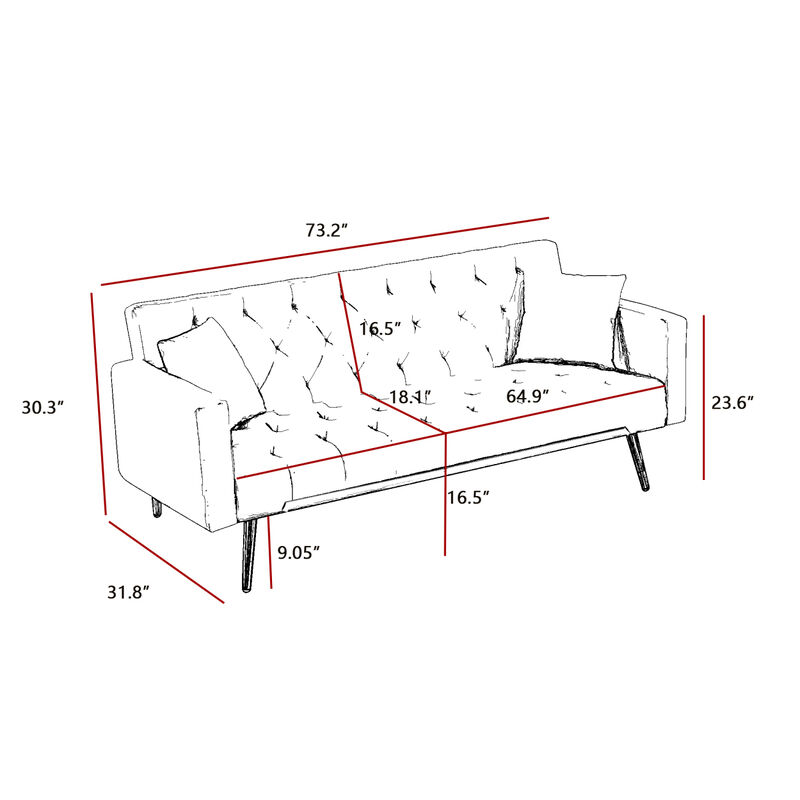 Pink Convertible Folding Futon Sofa Bed, Sleeper Sofa Couch For Compact Living Space