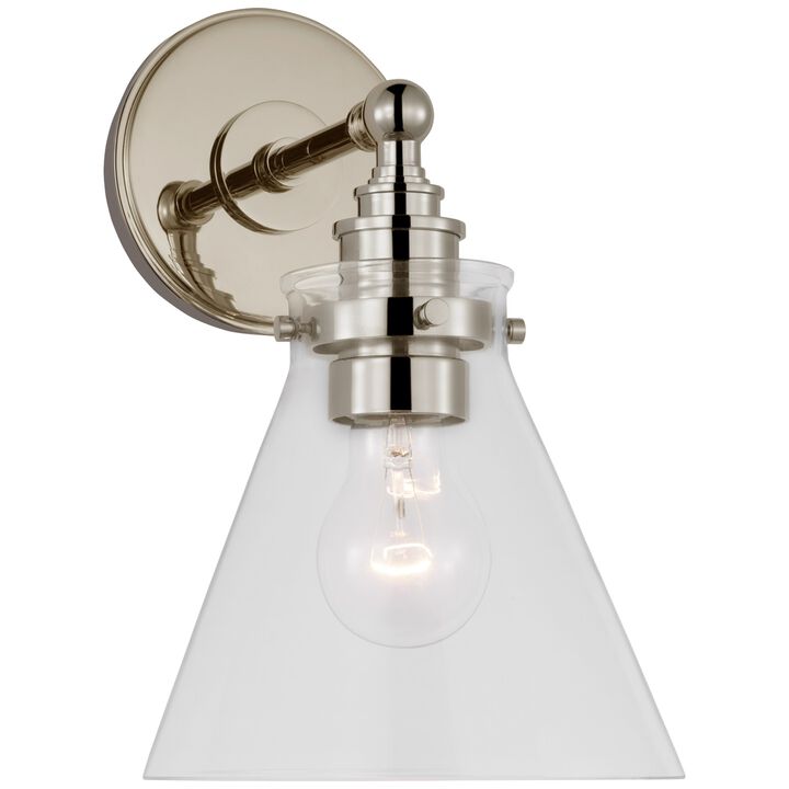 Parkington Small Single Wall Light in Polished Nickel with Clear Glass