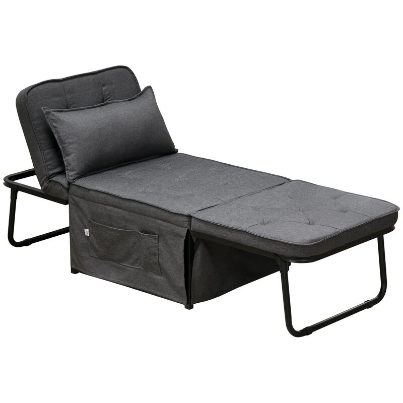 Charcoal Gray Convertible: 4-in-1 Ottoman Sleeper Chair with Storage