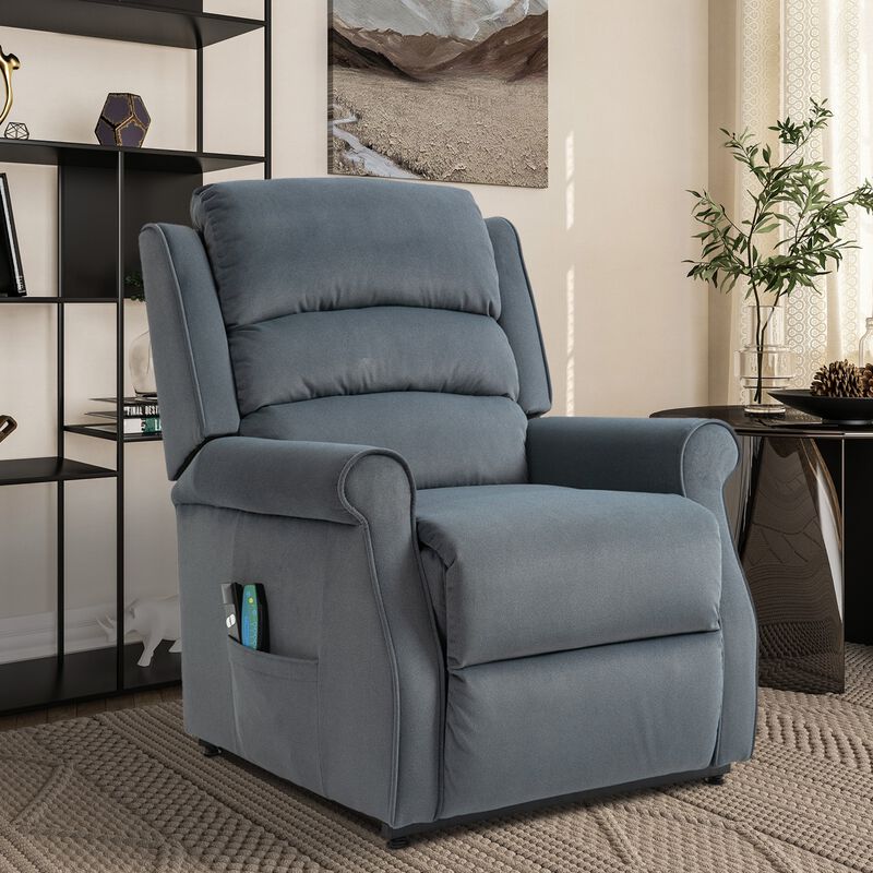 MONDAWE Chenille Fabric Power Lift Recliner Chair for Elderly with 8-Point Massage and Remote Control