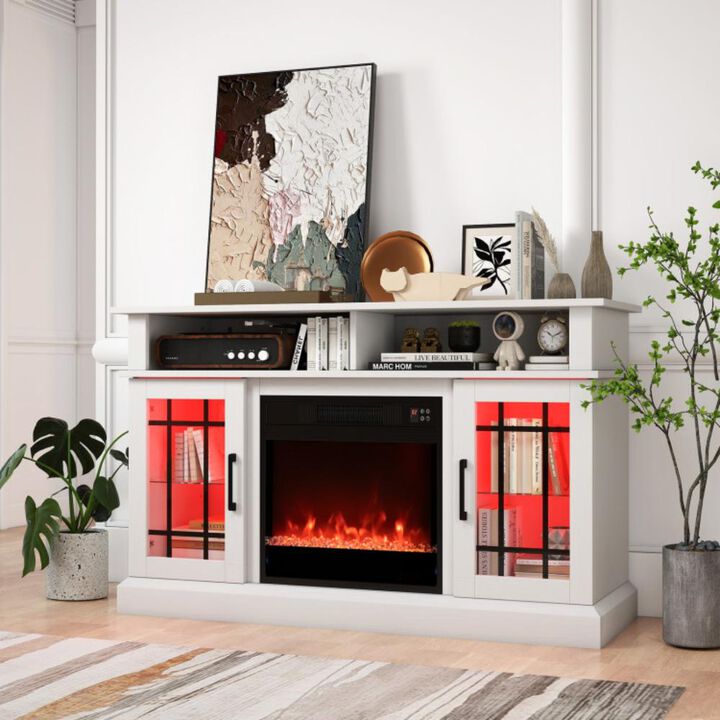 Hivvago TV Stand with Electric Fireplace LED Lights and Remote Controls for TVs Up to 40 Inch