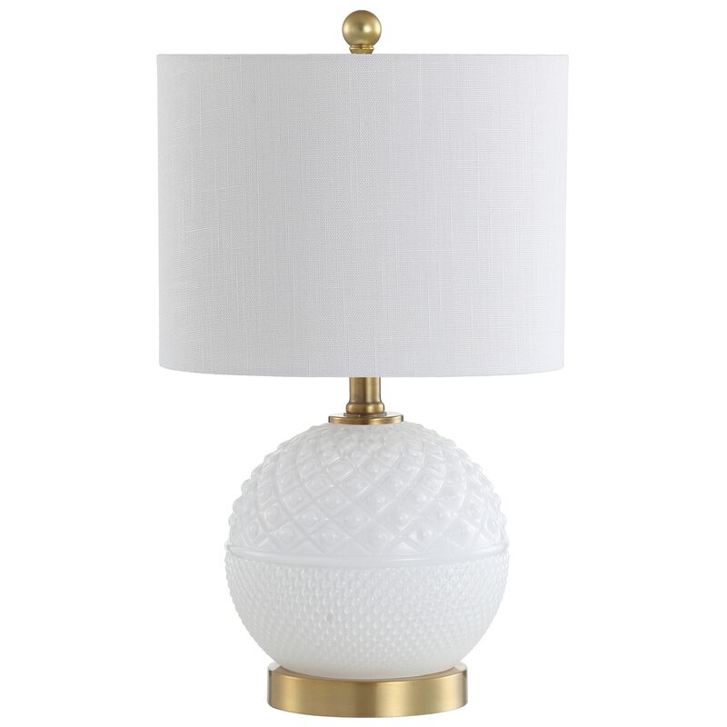 Julienne 20.5" Glass/Metal LED Table Lamp, White/Brass Gold
